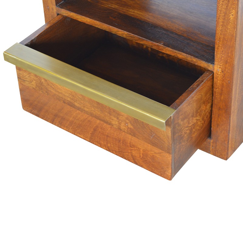Chestnut Bedside with Gold Bar  - Artisan Furniture 