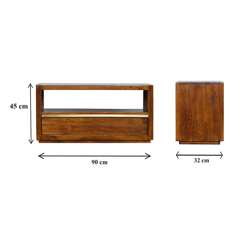 Chestnut Media Unit with Gold Bar  - Artisan Furniture 