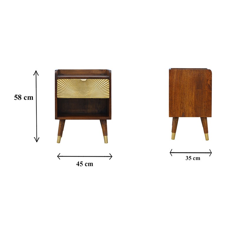 Manila Gold 1 Drawer Bedside  - Artisan Furniture 