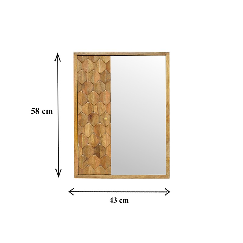 Pineapple Carved Sliding Wall Mirror Cabinet  - Artisan Furniture 