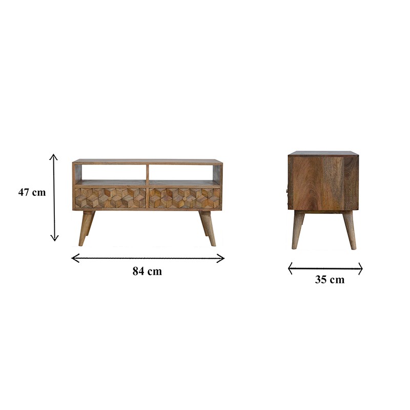 Cube Carved TV Unit  - Artisan Furniture 