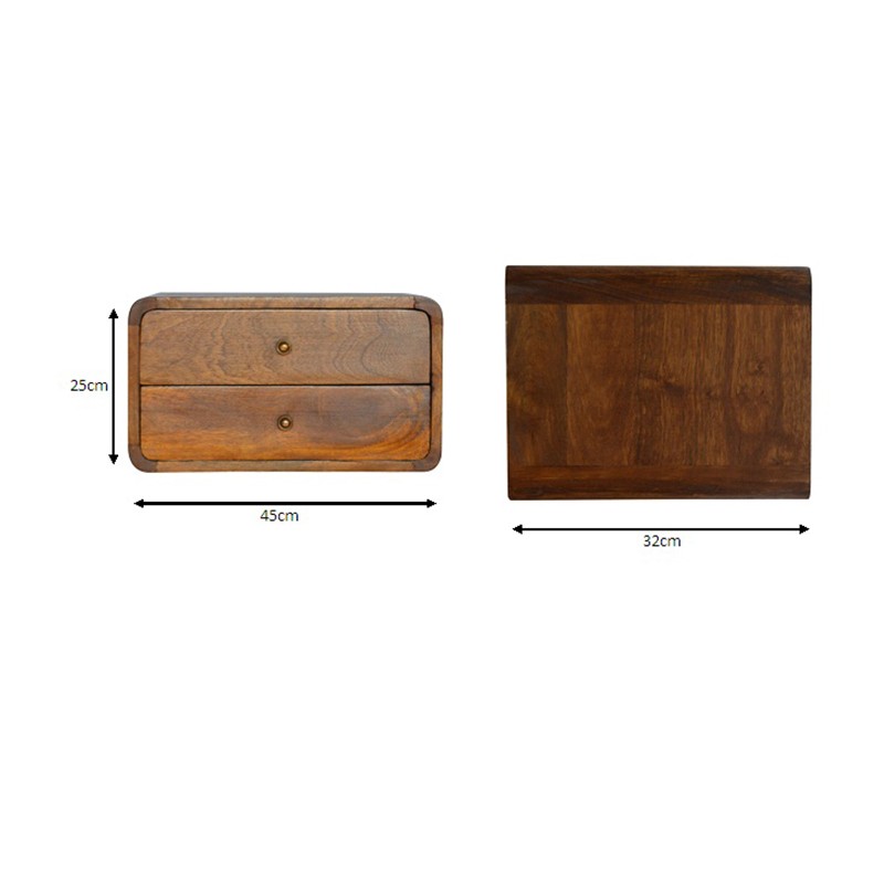 Curved Chestnut Wall Mounted Bedside  - Artisan Furniture 