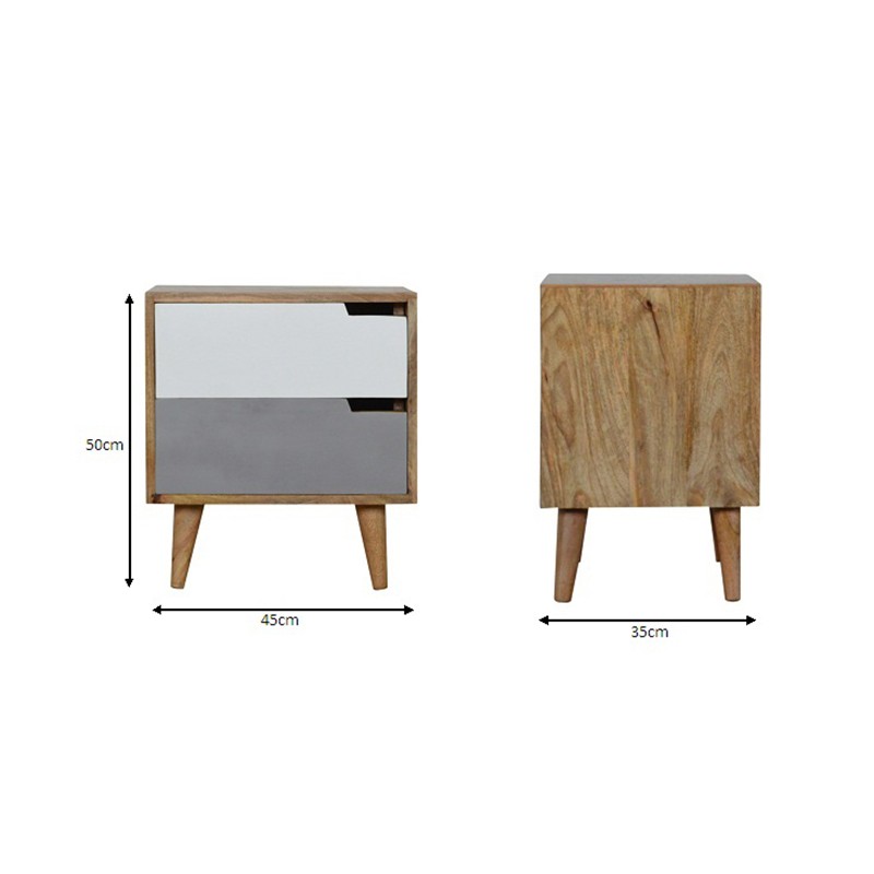 Grey Painted Bedside with Cut out Slots  - Artisan Furniture 