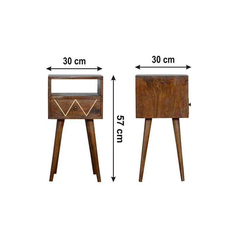 Mini Geometric Brass Inlay Bedside  - Artisan Furniture 