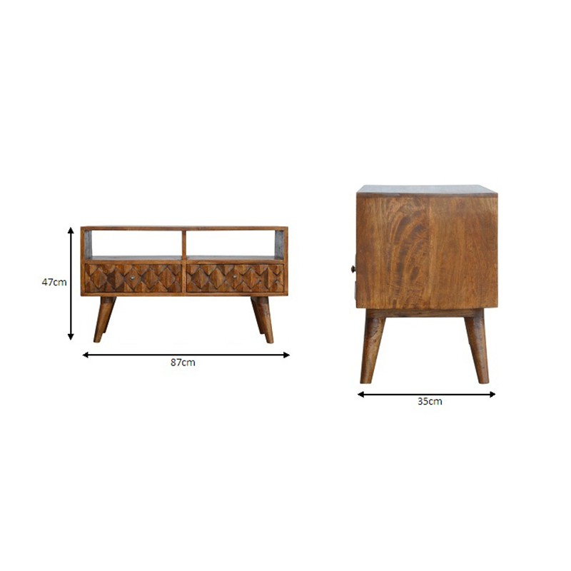 Chestnut Pineapple Carved Media Unit  - Artisan Furniture 