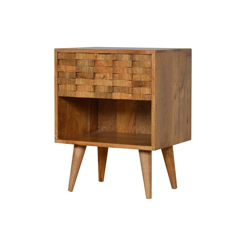 Tile Carved Bedside with Open Slot  - Artisan Furniture 