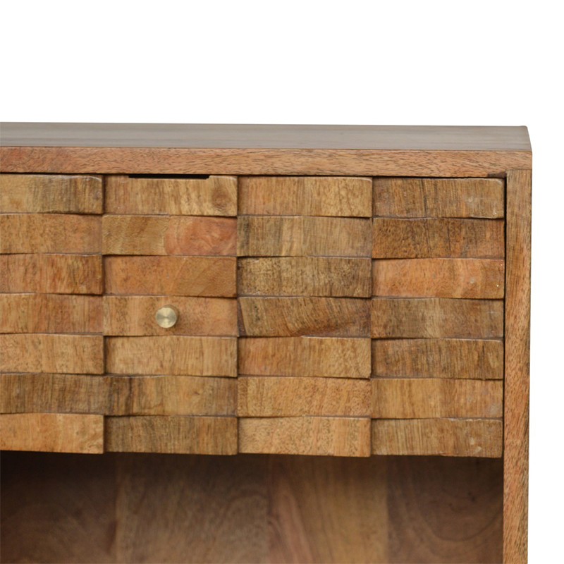 Tile Carved Bedside with Open Slot  - Artisan Furniture 