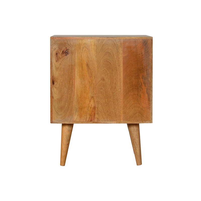 Tile Carved Bedside with Open Slot  - Artisan Furniture 