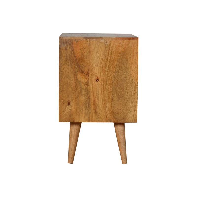 Tile Carved Bedside with Open Slot  - Artisan Furniture 