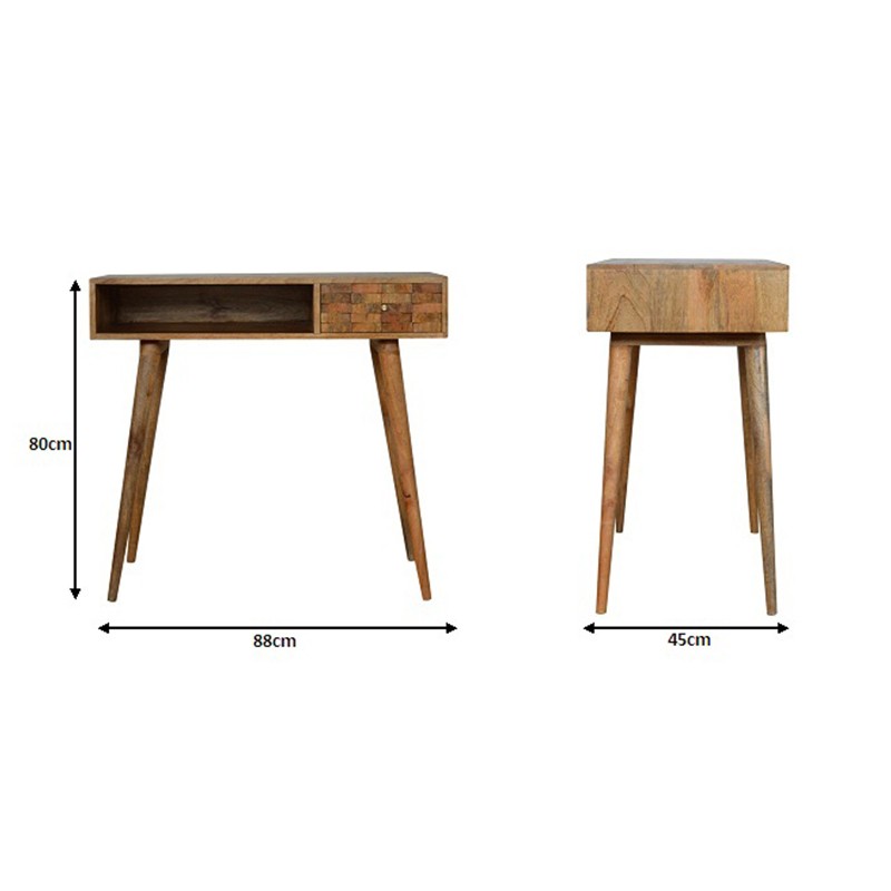 Tile Carved Writing Desk with Open Slot  - Artisan Furniture 