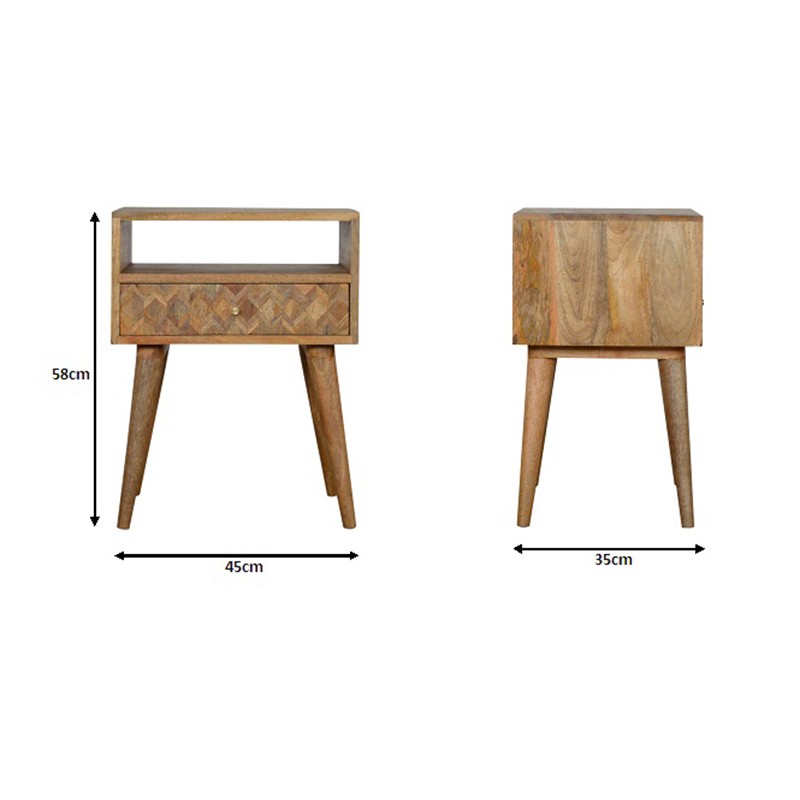 Assorted Oak-ish Bedside with Open Slot  - Artisan Furniture 