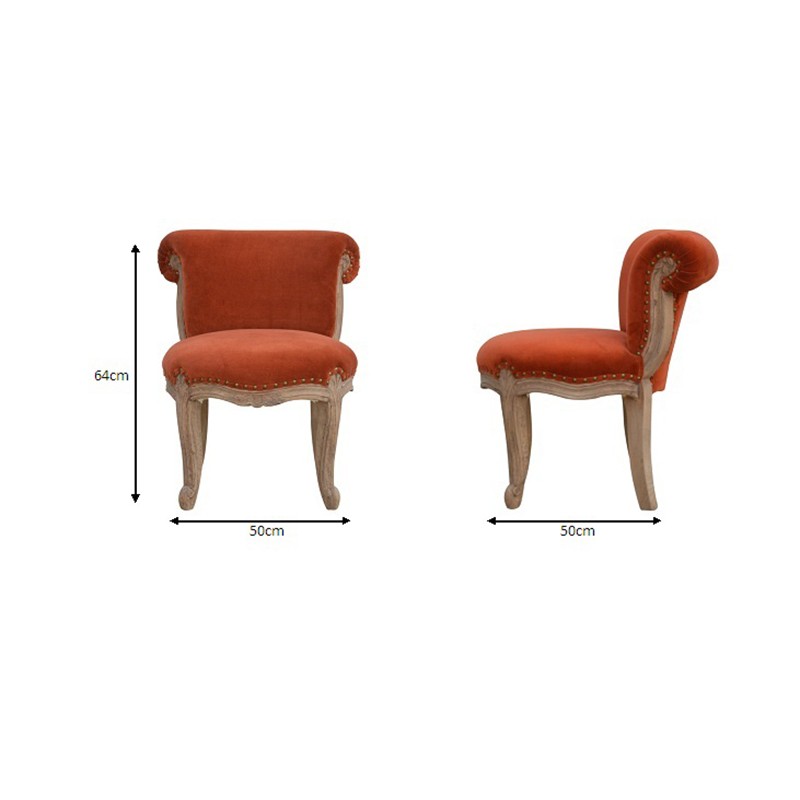 Brick Red Velvet Studded Chair  - Artisan Furniture 
