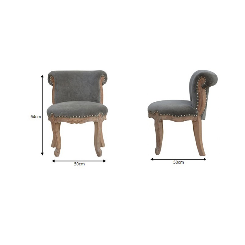 Grey Velvet Studded Chair  - Artisan Furniture 