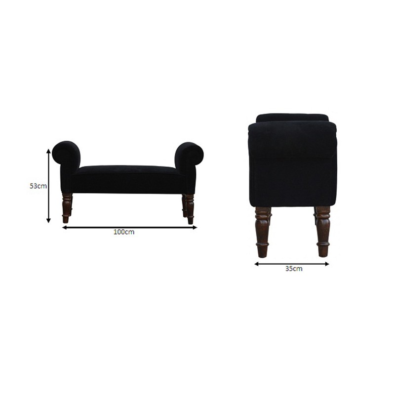 Black Velvet Bench  - Artisan Furniture 