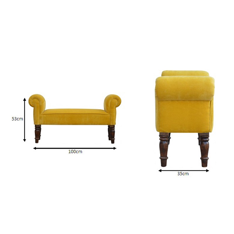 Mustard Velvet Bench  - Artisan Furniture 