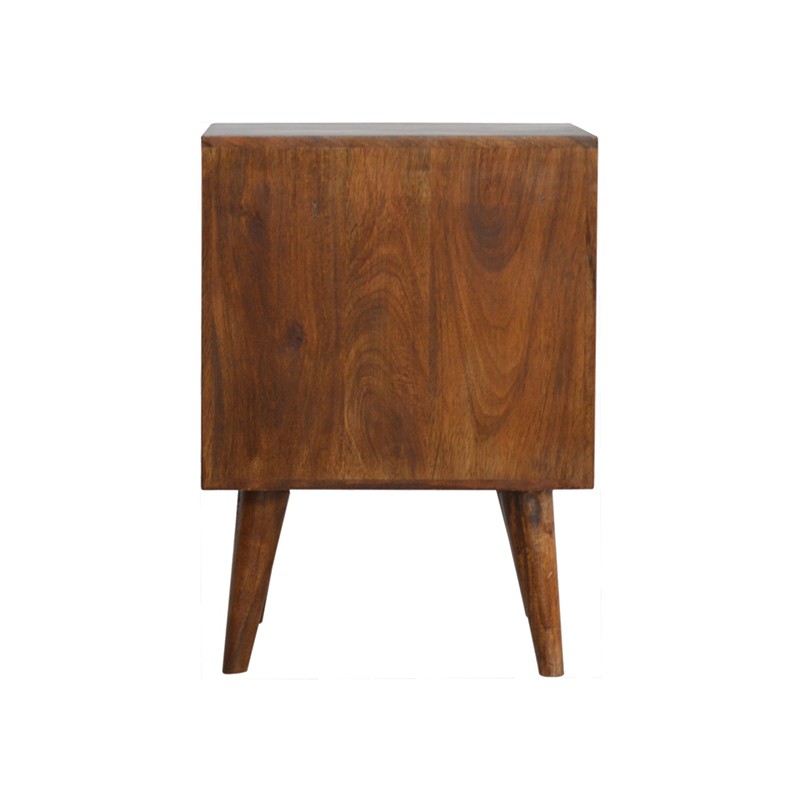 Chestnut Cube Carved Bedside  - Artisan Furniture 