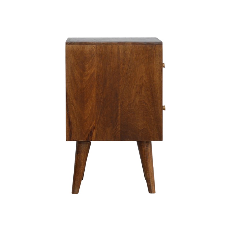 Chestnut Cube Carved Bedside  - Artisan Furniture 
