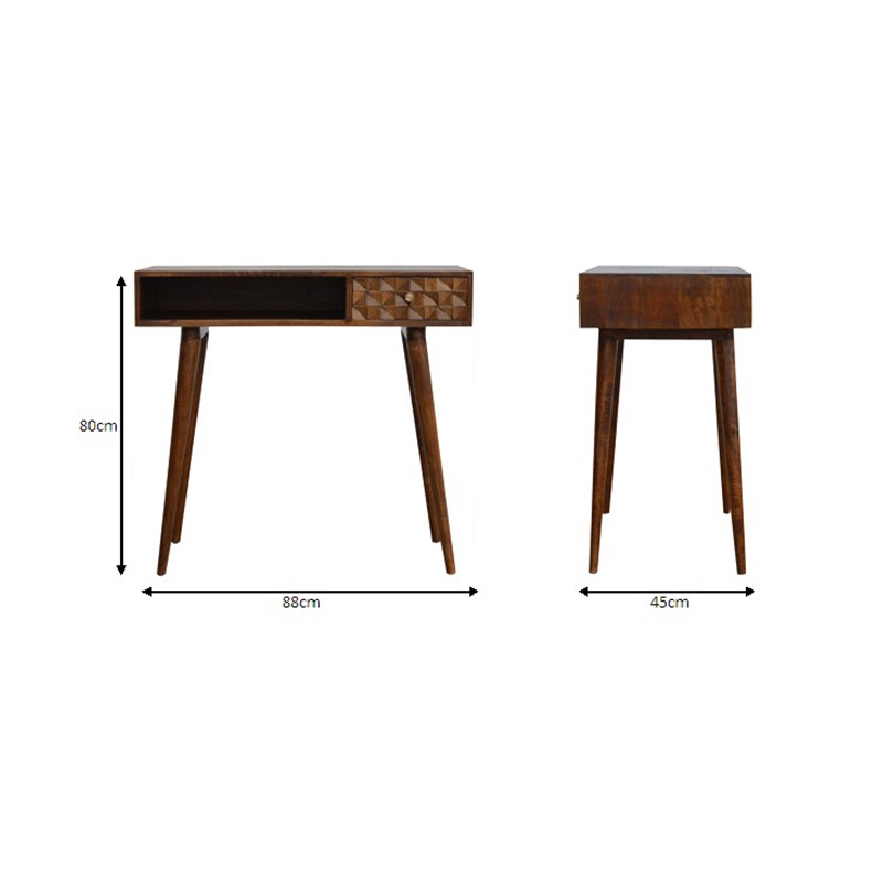 Chestnut Diamond Carved Writing Desk  - Artisan Furniture 