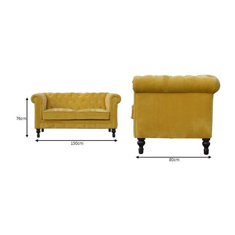 Mustard Velvet Chesterfield Sofa  - Artisan Furniture 