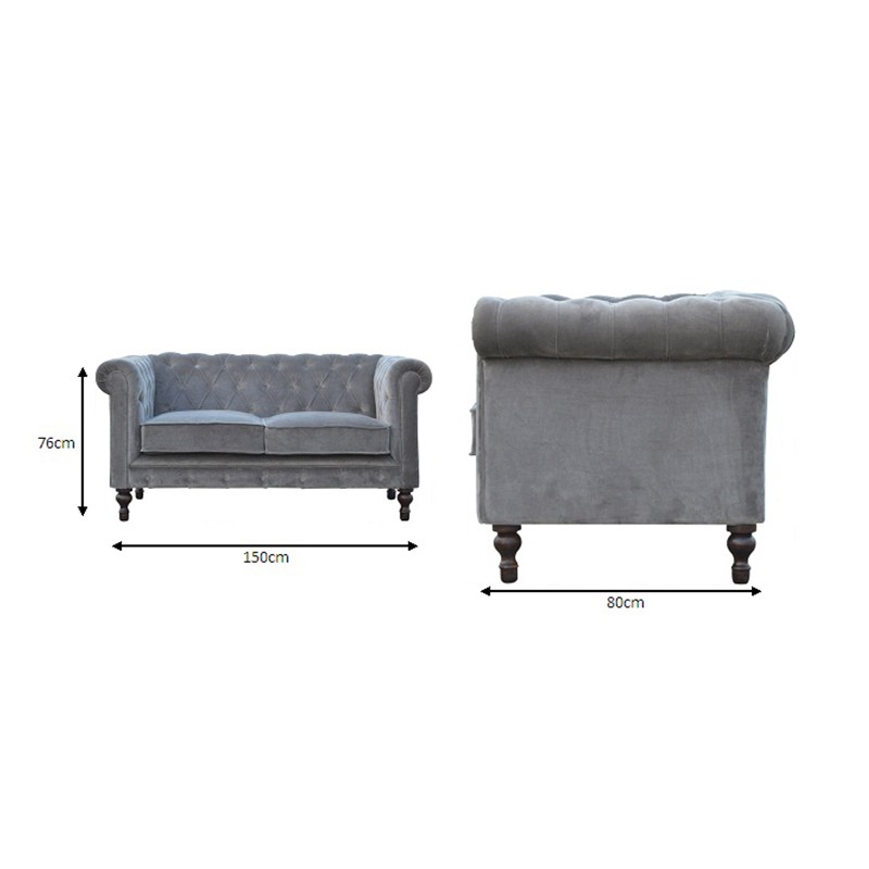 Grey Velvet Chesterfield Sofa  - Artisan Furniture 