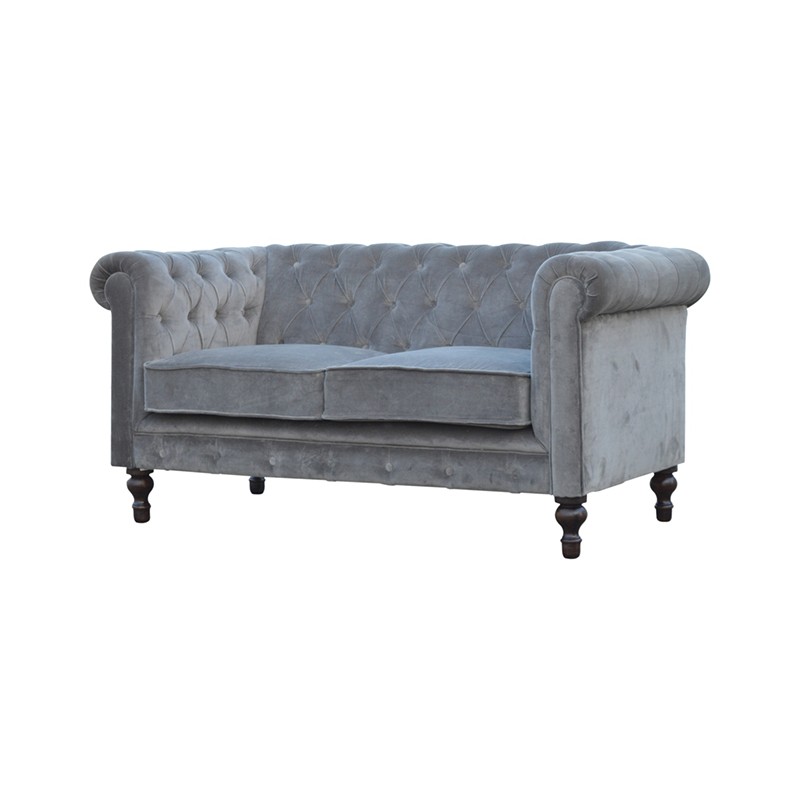 Grey Velvet Chesterfield Sofa  - Artisan Furniture 