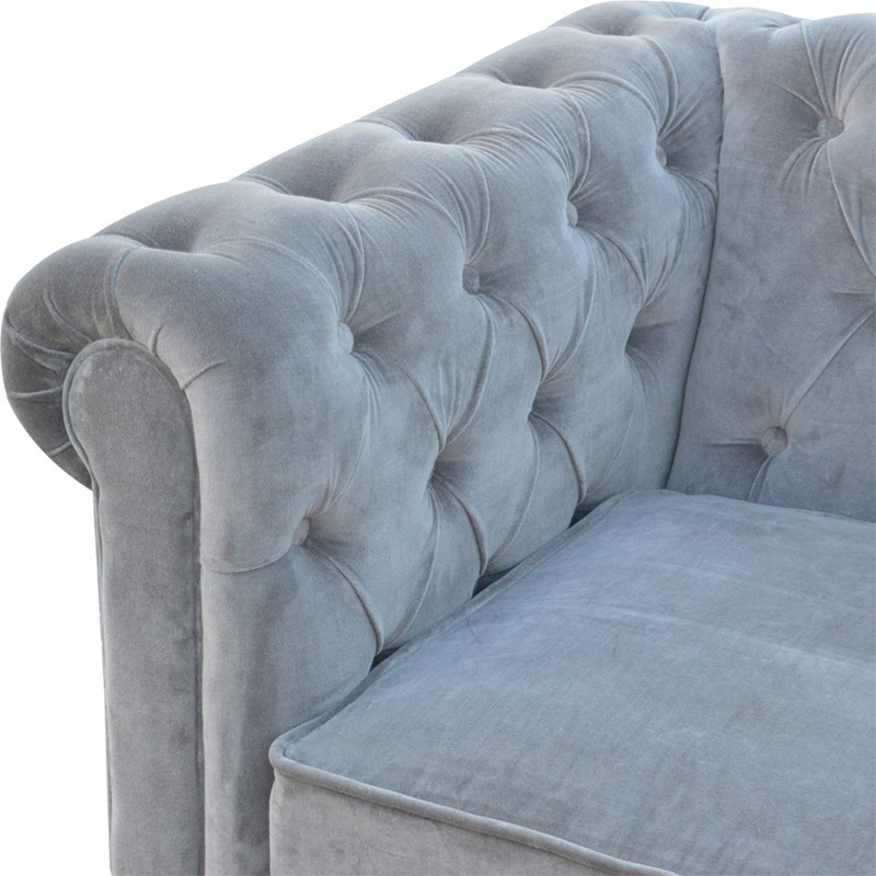 Grey Velvet Chesterfield Sofa  - Artisan Furniture 