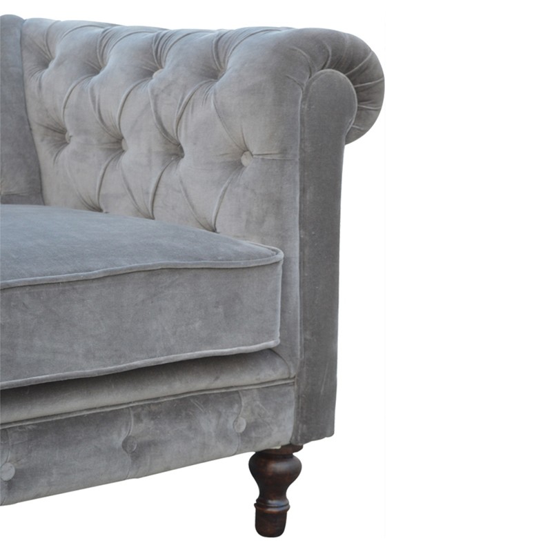 Grey Velvet Chesterfield Sofa  - Artisan Furniture 