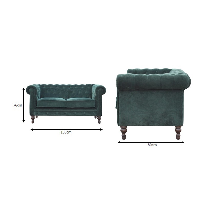 Emerald Green Velvet Chesterfield Sofa  - Artisan Furniture 