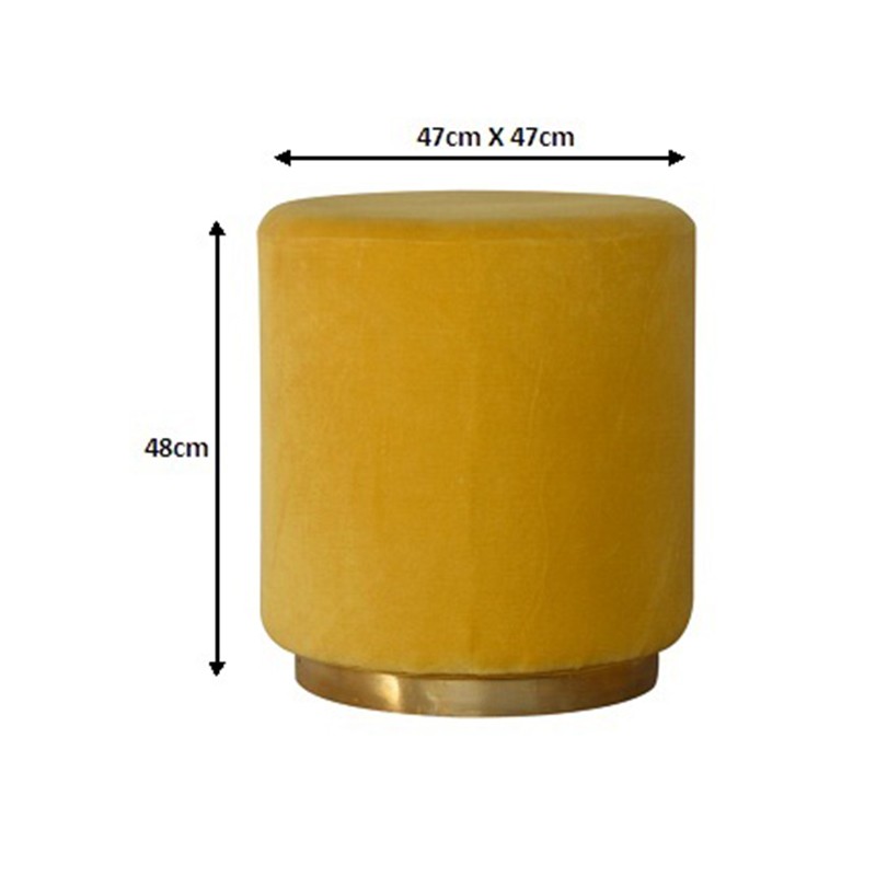 Mustard Velvet Footstool with Gold Base  - Artisan Furniture 