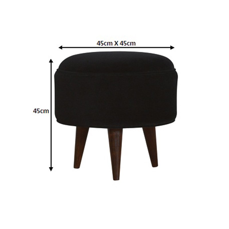 Black Velvet Nordic Style Footstool  - Artisan Furniture 
