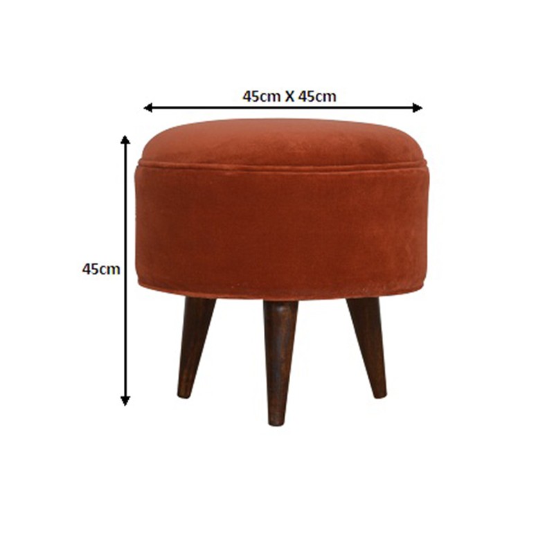 Brick Red Velvet Nordic Style Footstool  - Artisan Furniture 