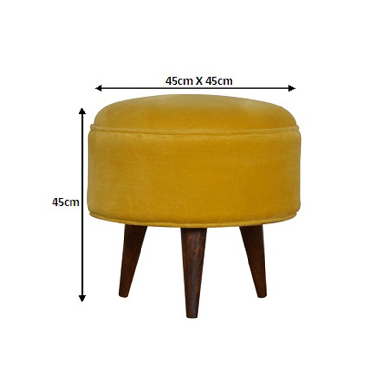 Mustard Velvet Nordic Style Footstool  - Artisan Furniture 