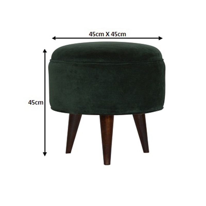 Emerald Green Velvet Nordic Style Footstool  - Artisan Furniture 