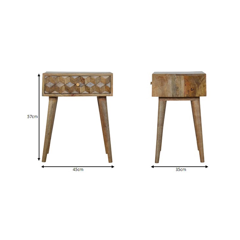 Cube Carved Bedside  - Artisan Furniture 