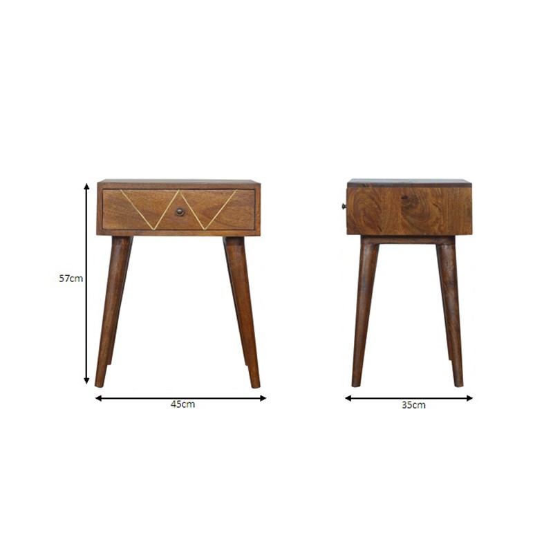 Geometric Brass Inlay Bedside  - Artisan Furniture 