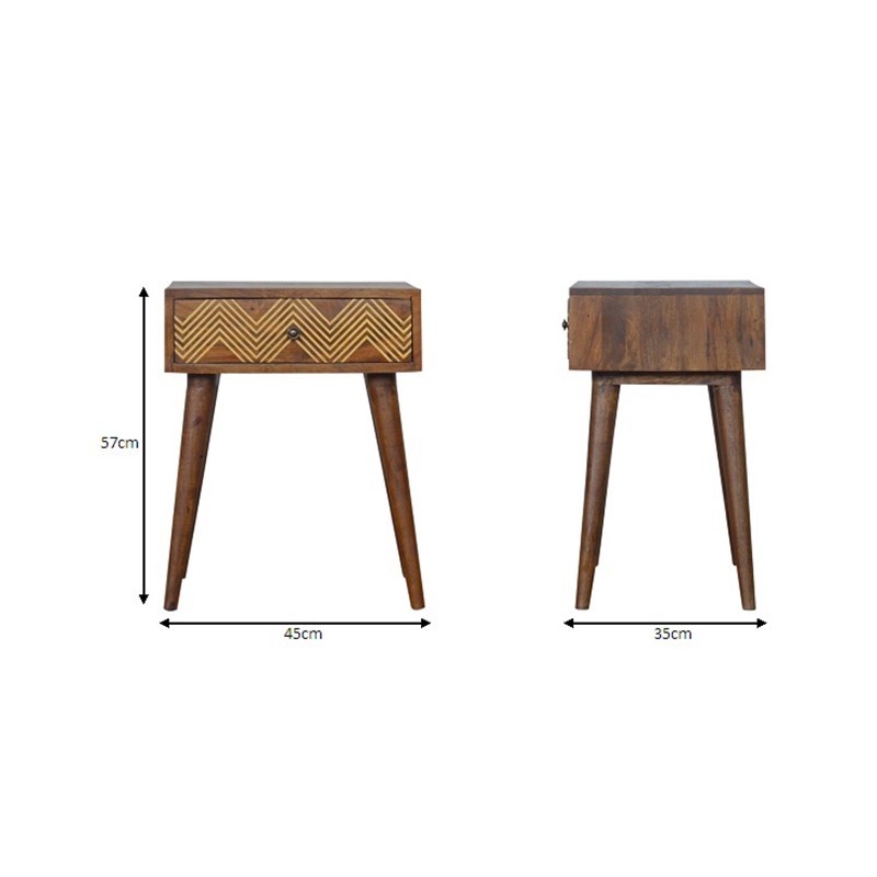 Brass Inlay Chevron Bedside  - Artisan Furniture 