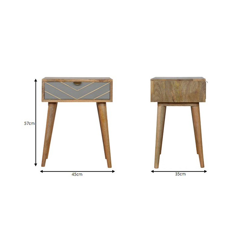 Sleek Cement Brass Inlay Bedside  - Artisan Furniture 