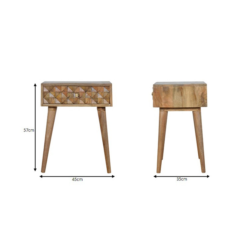 Diamond Carved Bedside  - Artisan Furniture 