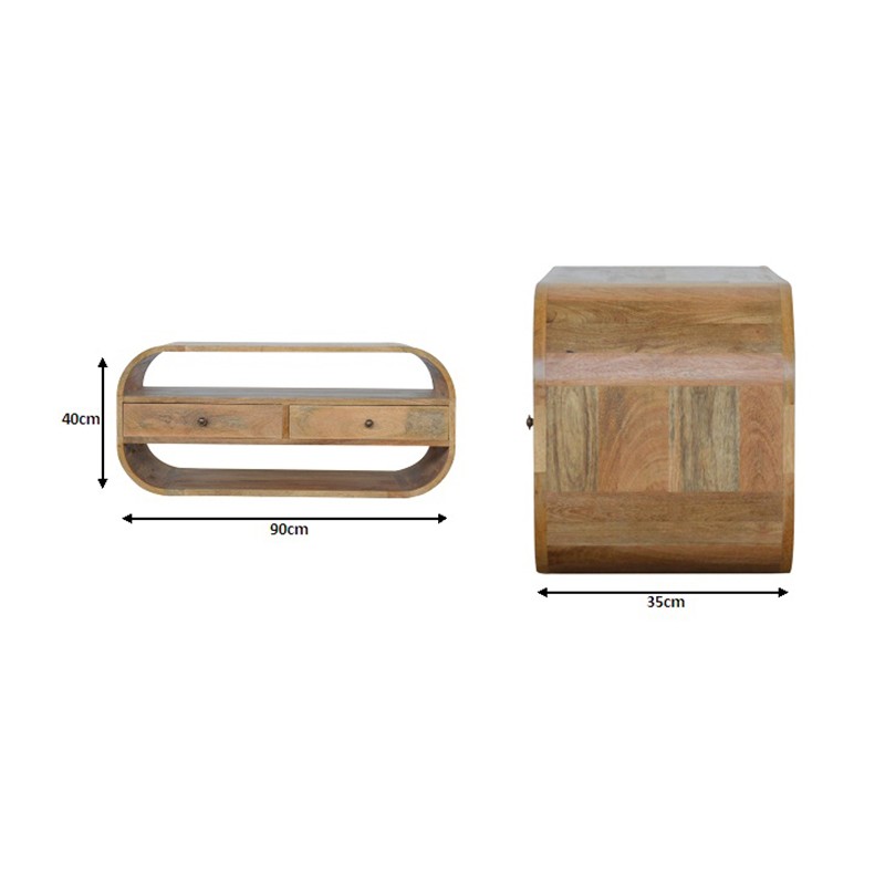 Curved Edge TV Unit with 2 Drawers  - Artisan Furniture 