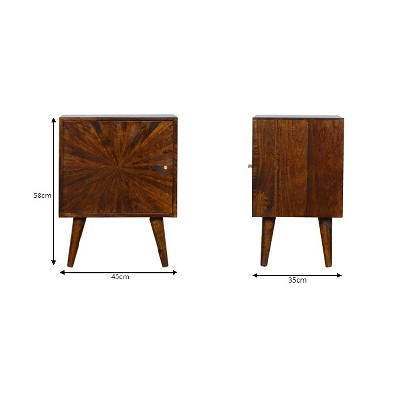 Chestnut Sunrise Door Bedside  - Artisan Furniture 