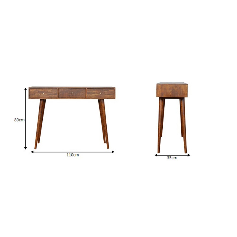 3 Drawer Mixed Chestnut Console Table  - Artisan Furniture 