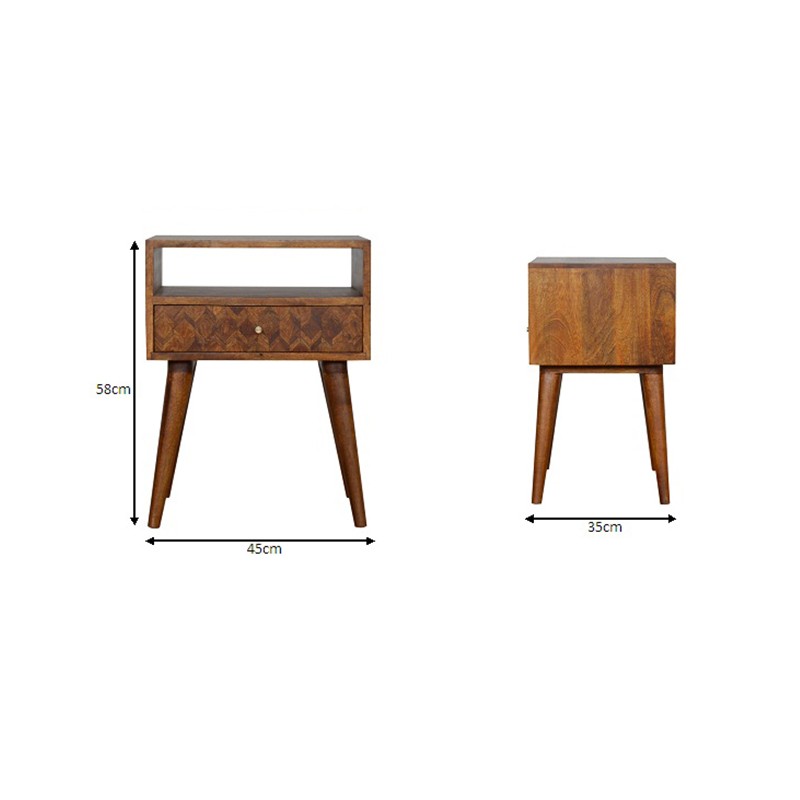Assorted Chestnut Bedside with Open Slot  - Artisan Furniture 