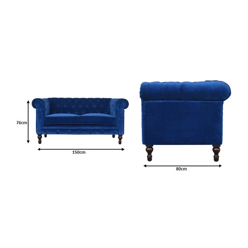 Royal Blue Velvet Chesterfield Sofa  - Artisan Furniture 