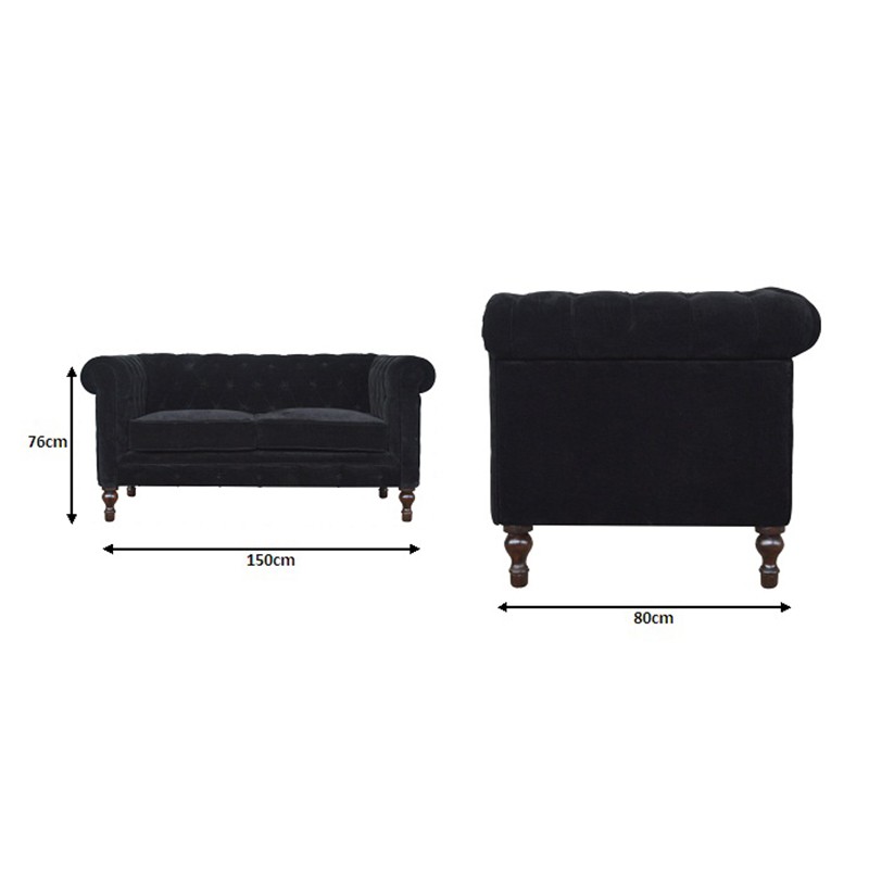 Black Velvet Chesterfield Sofa  - Artisan Furniture 