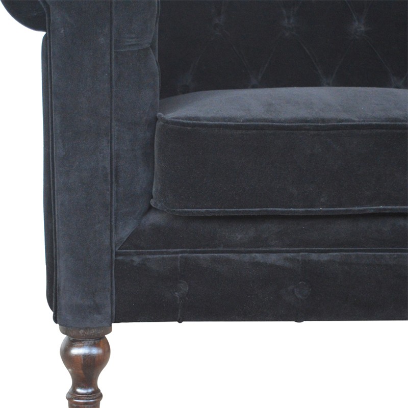 Black Velvet Chesterfield Sofa  - Artisan Furniture 