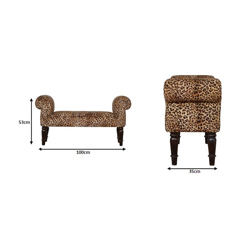 Leopard Print Velvet Bench  - Artisan Furniture 