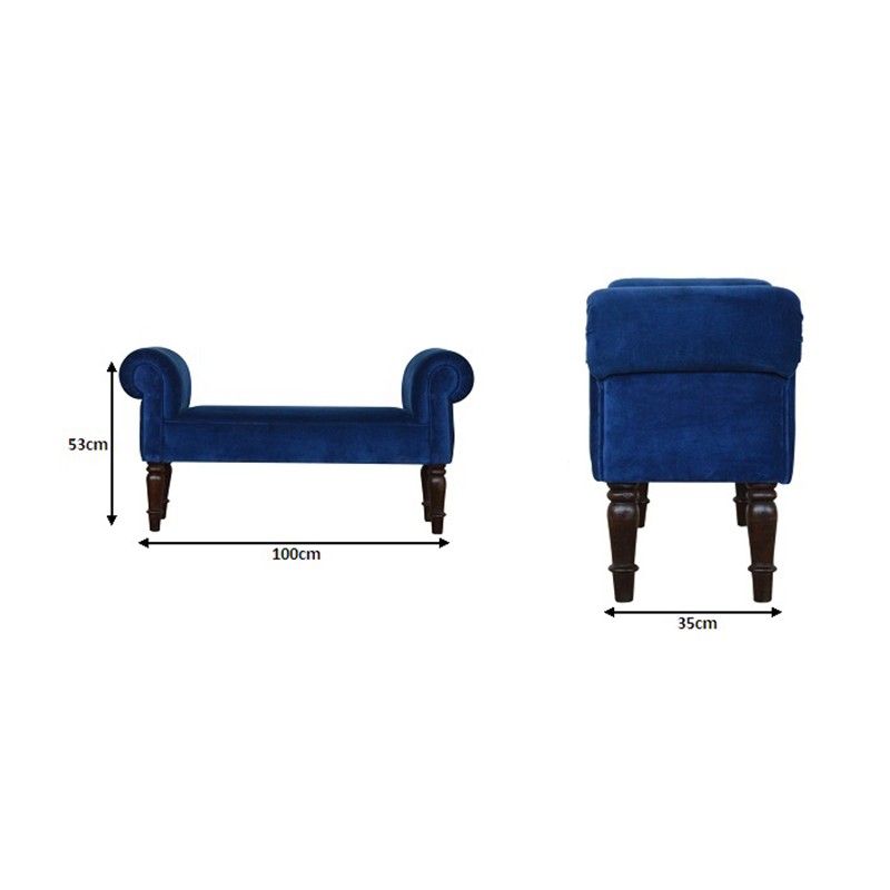 Royal Blue Velvet Bench  - Artisan Furniture 