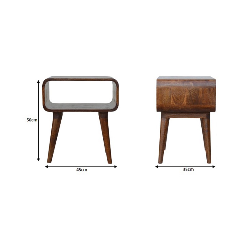 Curved Open Chestnut Bedside  - Artisan Furniture 
