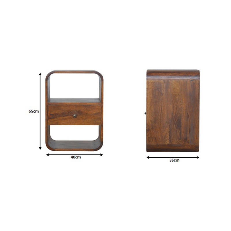 Chestnut Curved Edge Bedside  - Artisan Furniture 