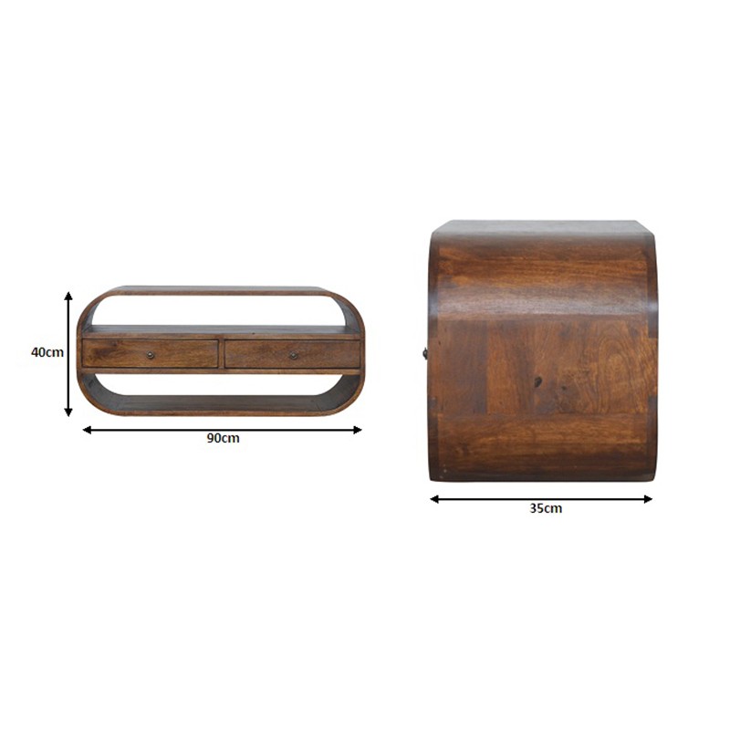 Chestnut Curved Edge Media Unit with 2 Drawers  - Artisan Furniture 